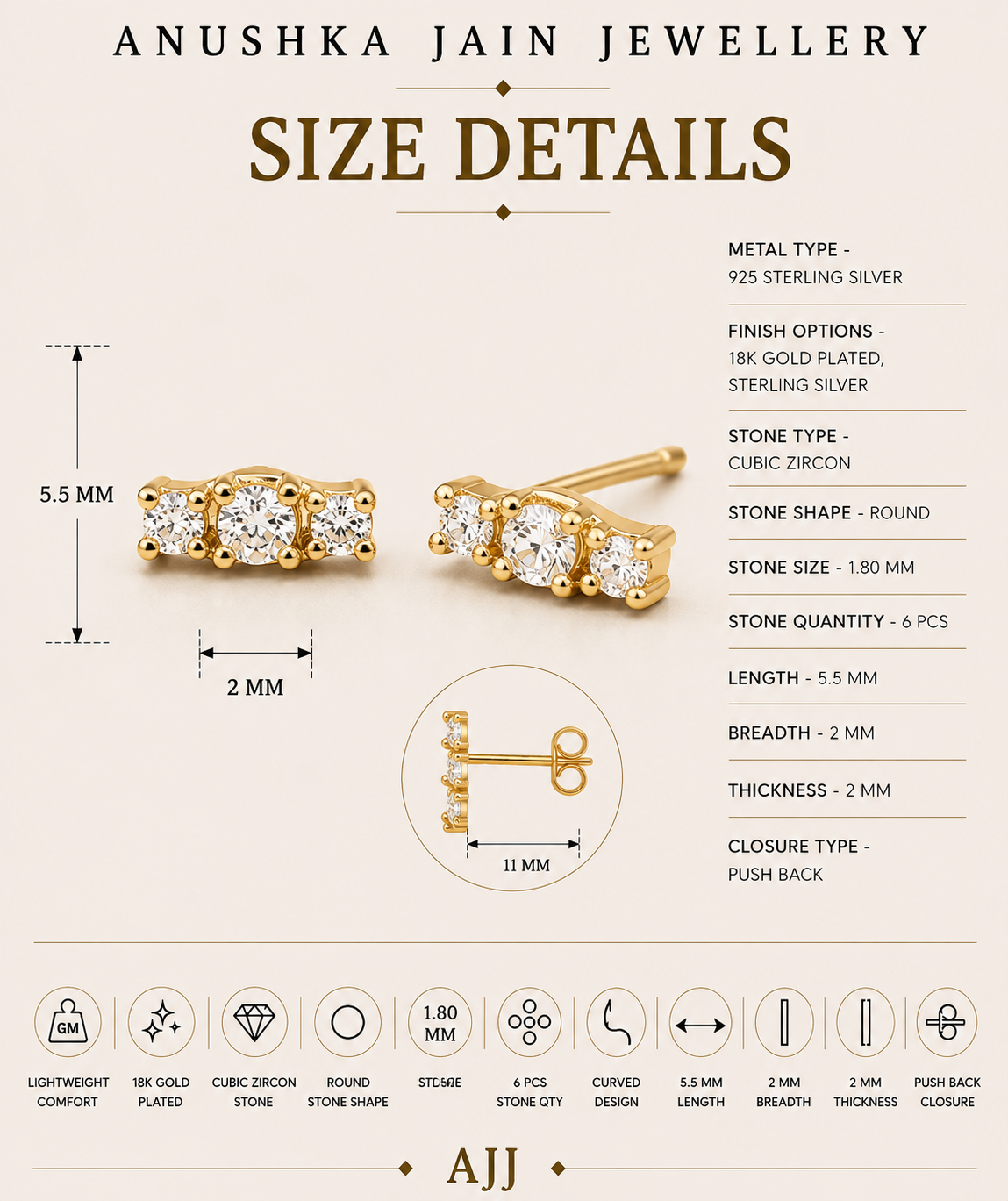 Petite Diamond Line Studs