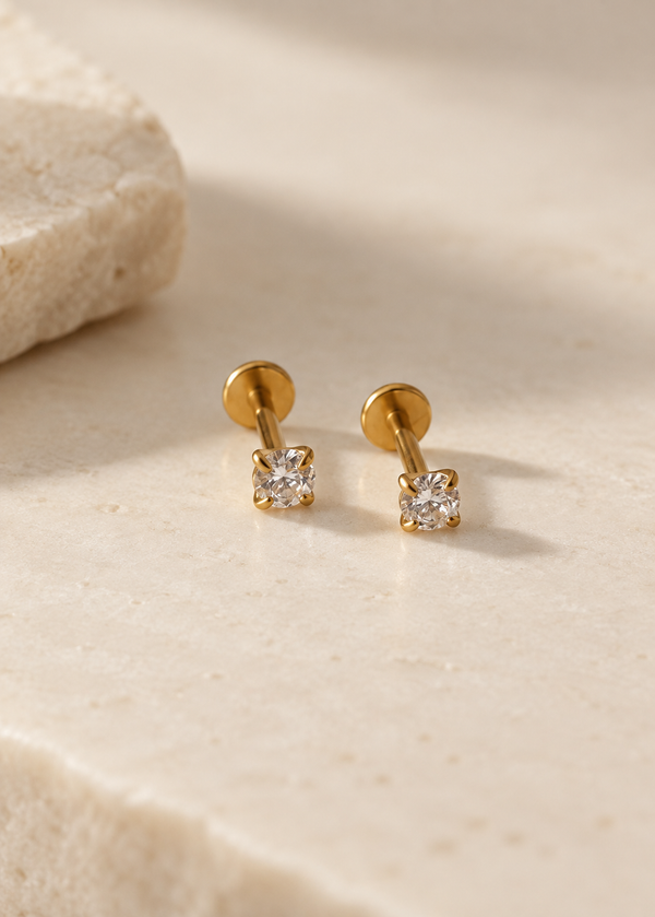 Prong Solitaire Flat Back Stud