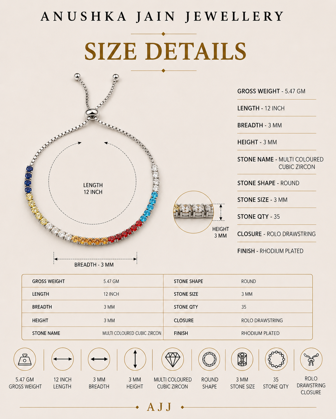 Rainbow Tennis Bracelet