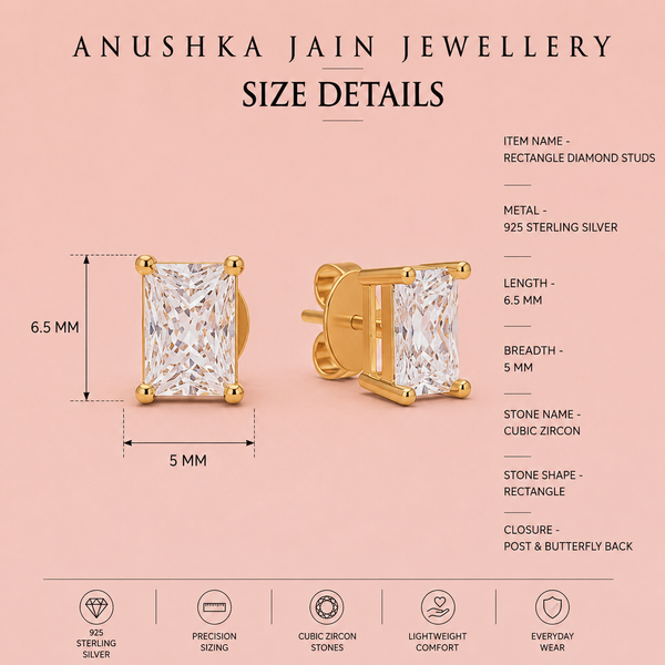 Rectangle Diamond Studs