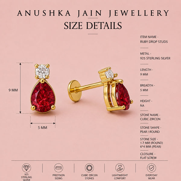 Ruby Drop Studs