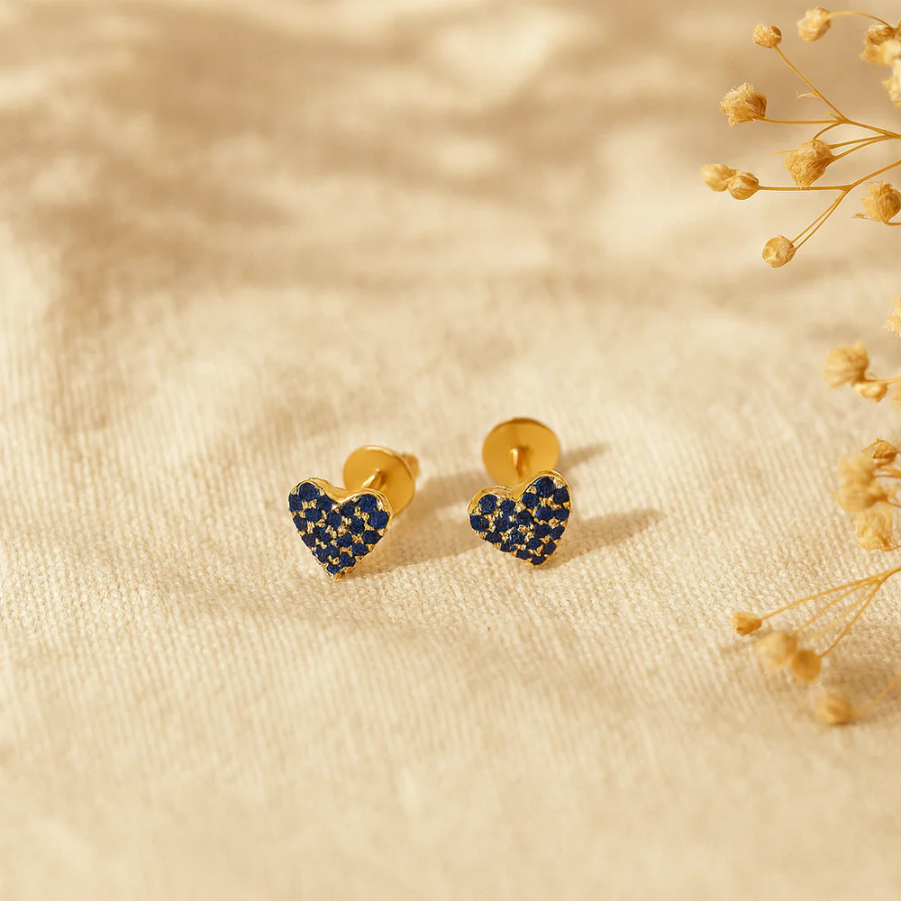 Sapphire Heart Studs