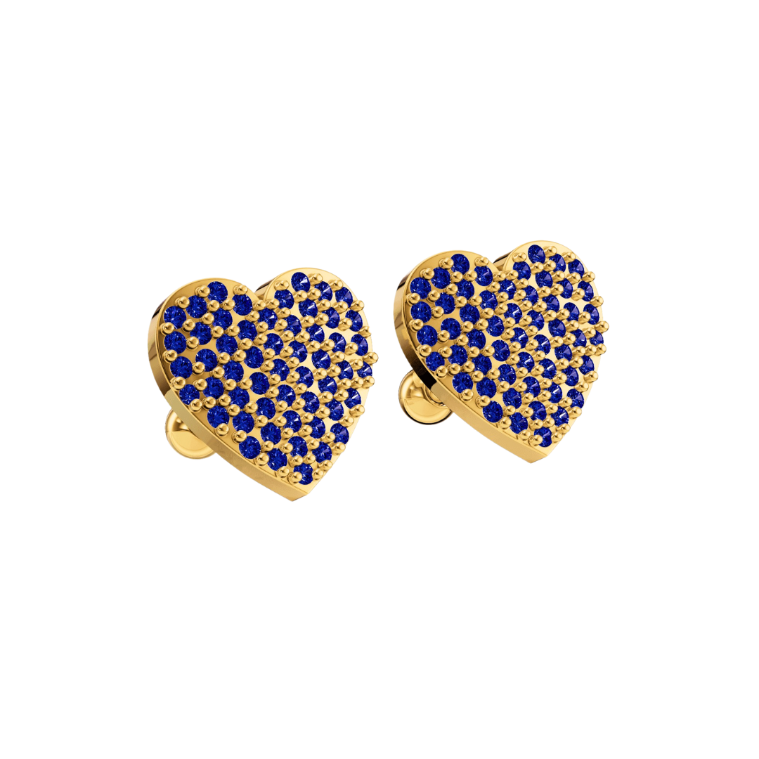 Sapphire Heart Studs