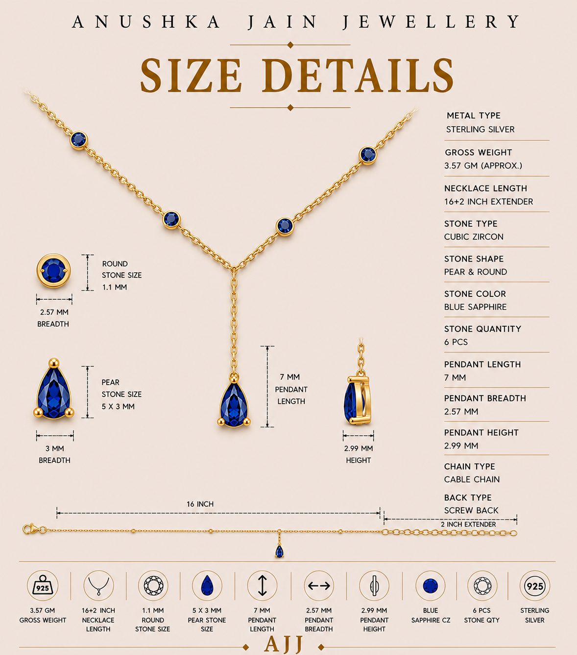 Sapphire Lariat Necklace