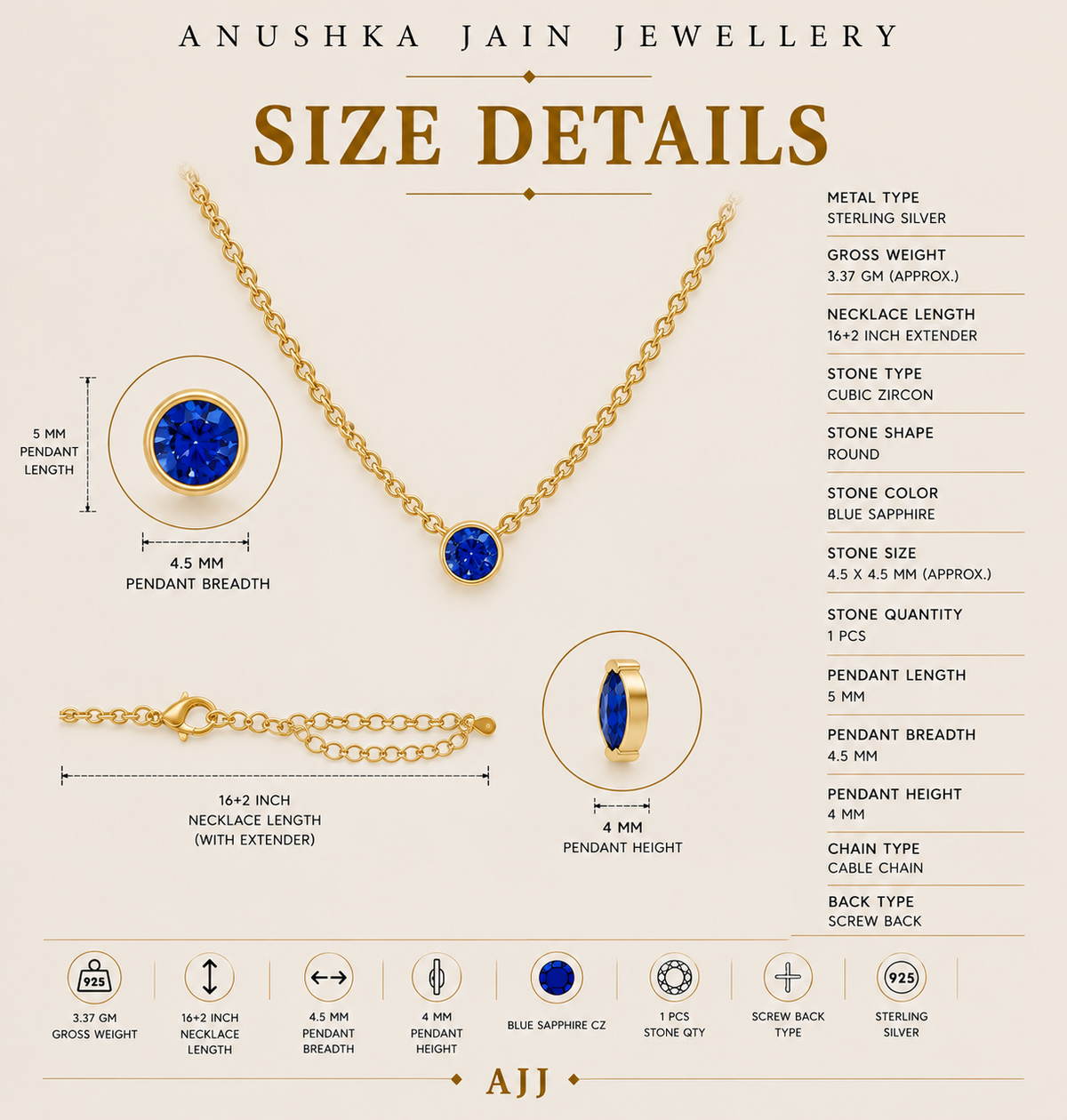 Sapphire Solitaire Necklace