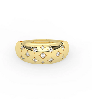 14k Dome Diamond Starburst Ring