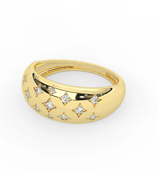 14k Dome Diamond Starburst Ring