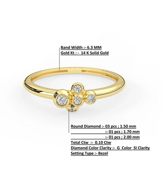 14k Bezel set cluster Diamond Engagement Ring