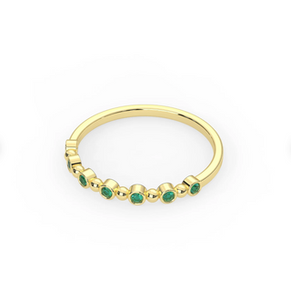 14k Half Eternity Emerald Bezel Ring