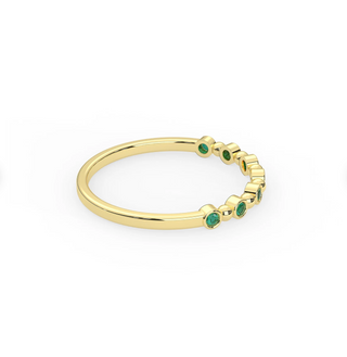 14k Half Eternity Emerald Bezel Ring