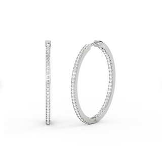14k Large Hoop Diamond Earrings