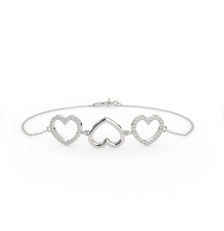 14k Three Mini Heart Charm Bracelet