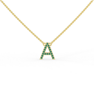 14K Emerald Initial Necklace