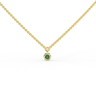 14k Bezel Set Emerald Necklace