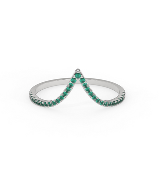 14k V Shape Emerald Ring