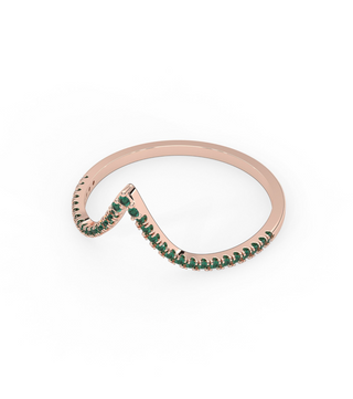 14k V Shape Emerald Ring