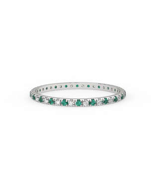 14k Prong Diamond Emerald Ring