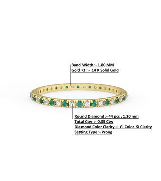 14k Prong Diamond Emerald Ring