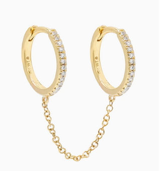 14K Diamond Hoop Chained Earrings