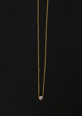 14k Gold Diamond Bezel Necklace