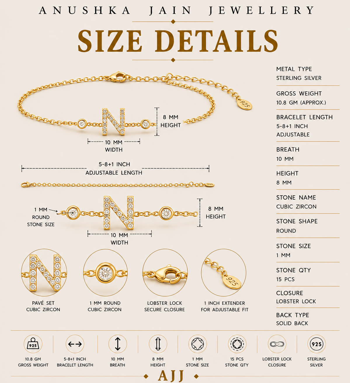Single Letter Bracelet
