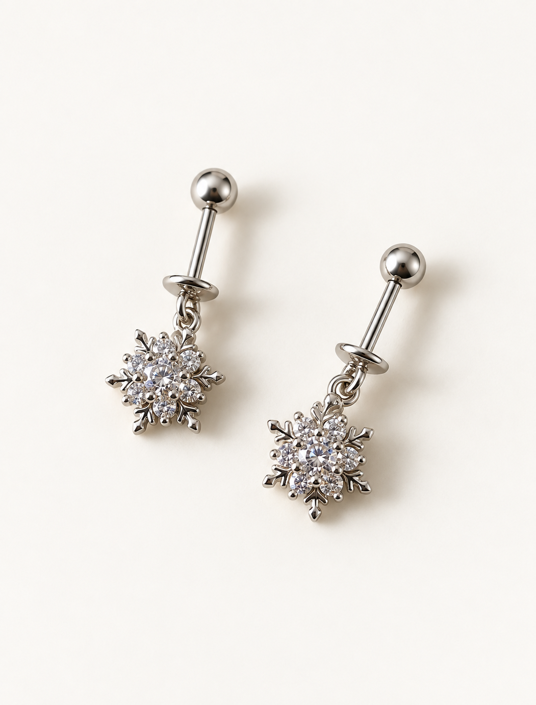 Snowflake Drop Hanging Stud