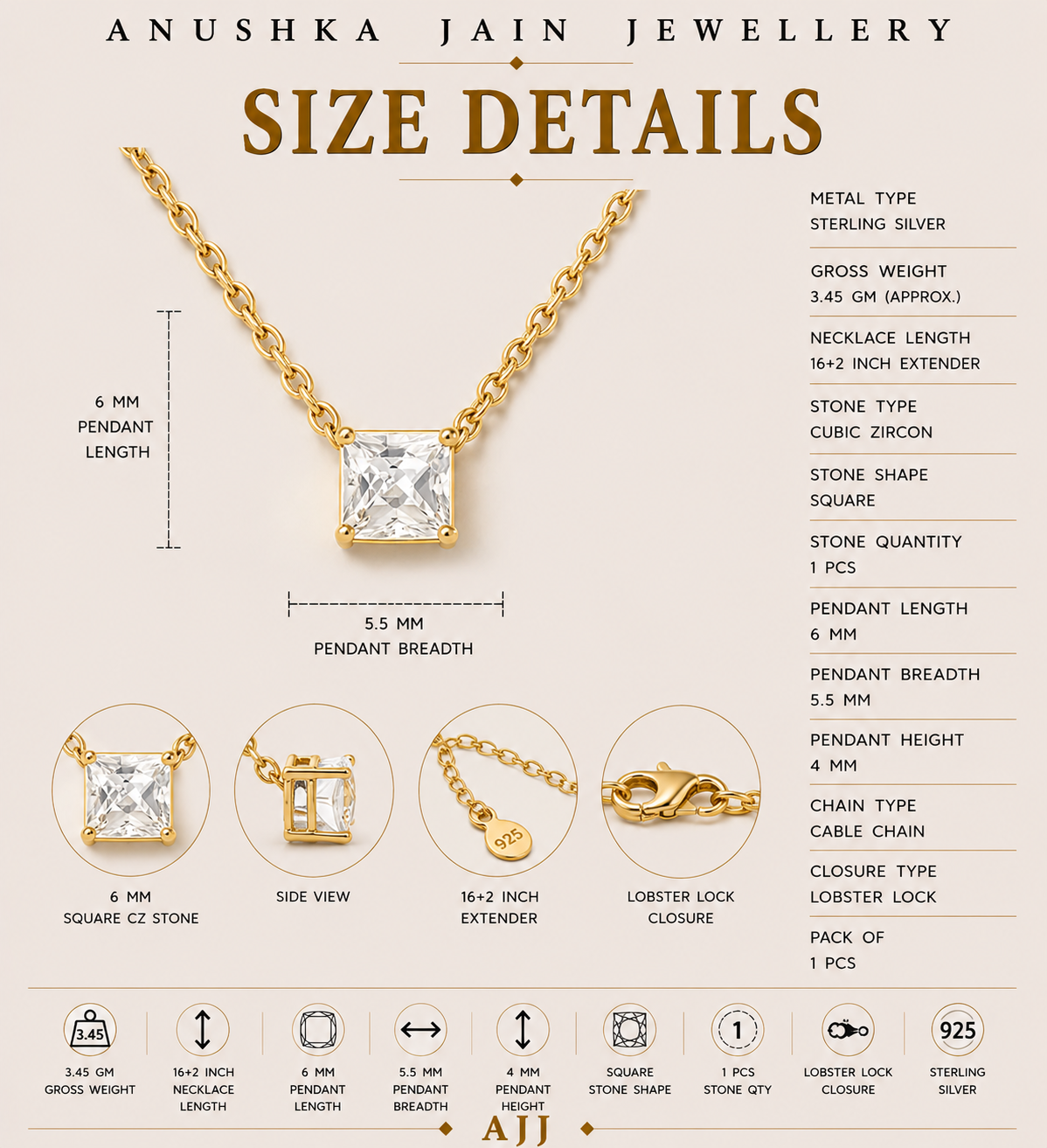 Square Diamond Necklace