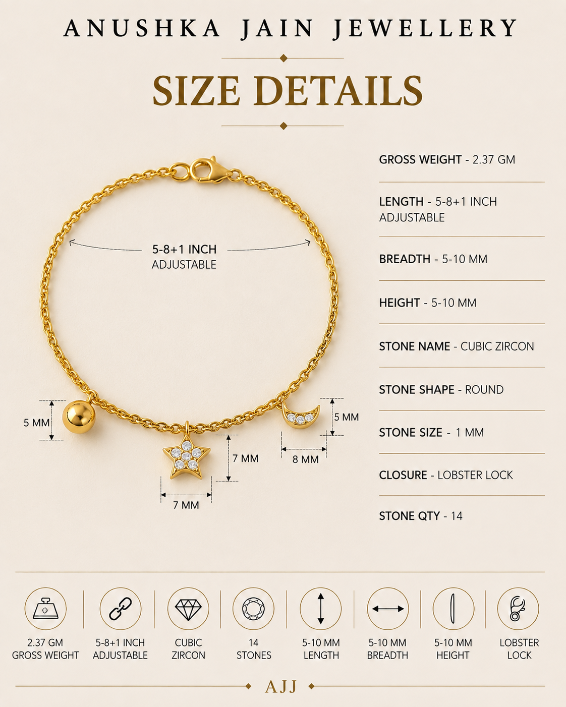 Star Moon Sun Bracelet
