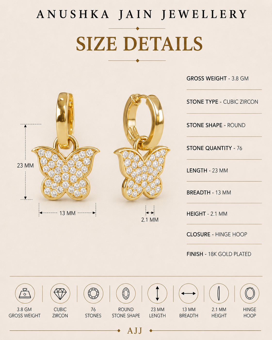 Studded Butterfly Huggies