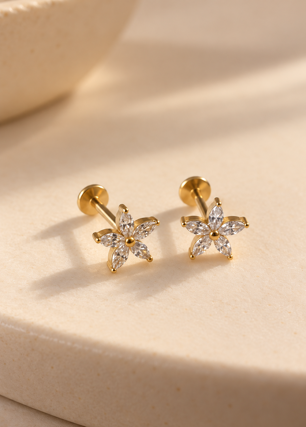 Marquise Flower Flat Back Stud