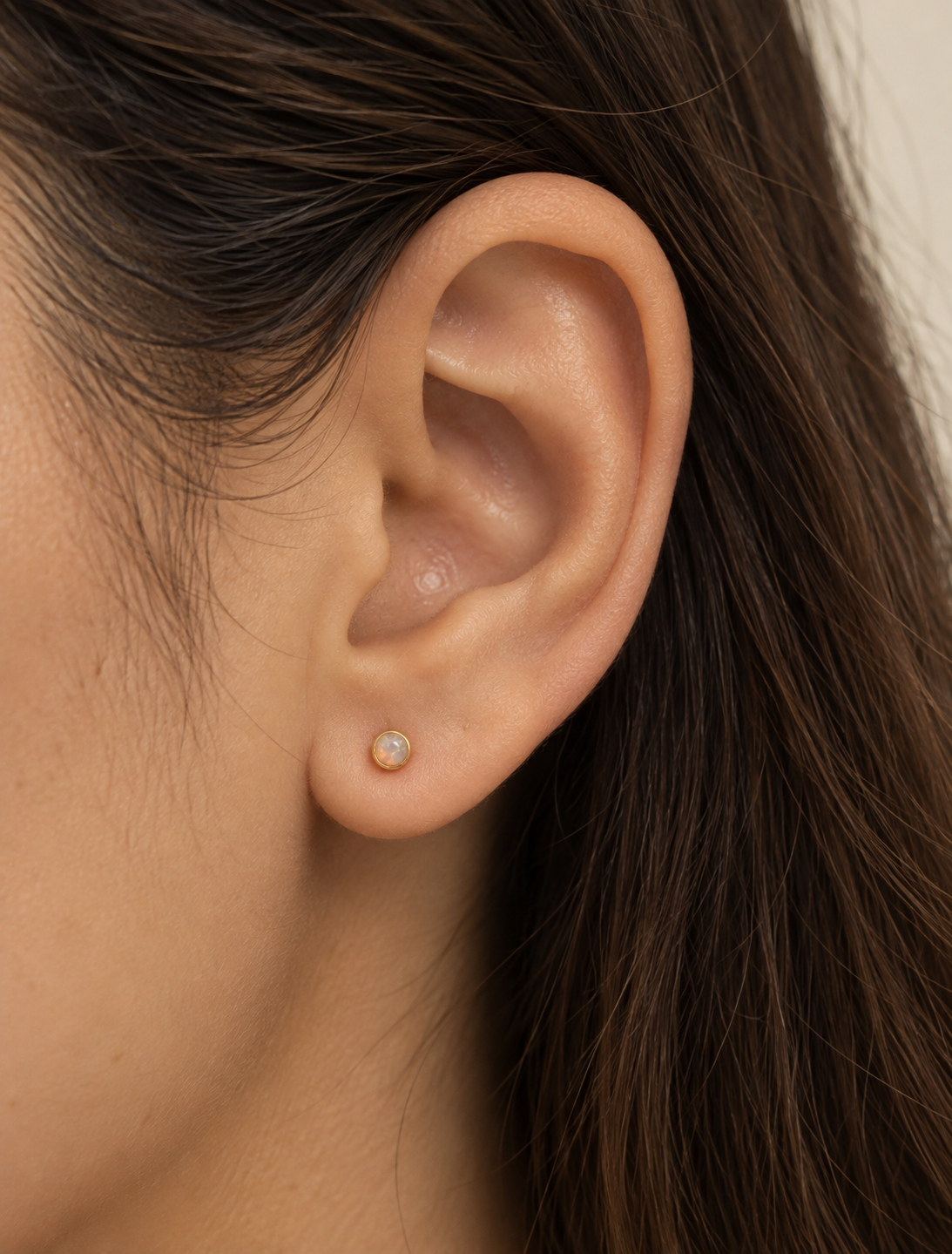 White Opal Flat Back Stud