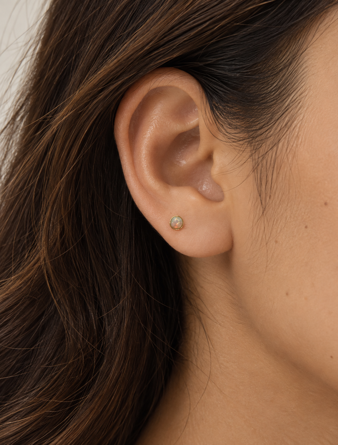 White Opal Flat Back Stud