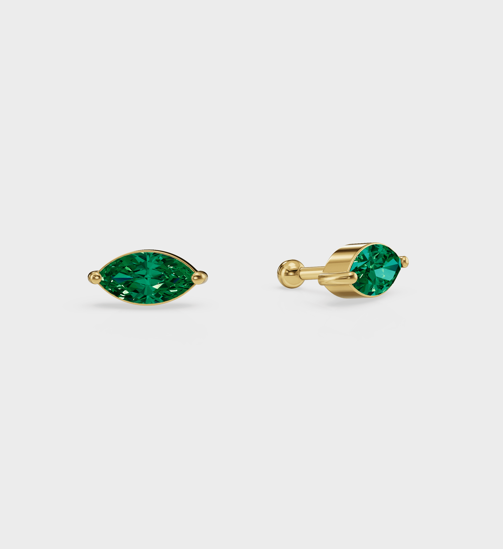 Emerald Marquise Studs