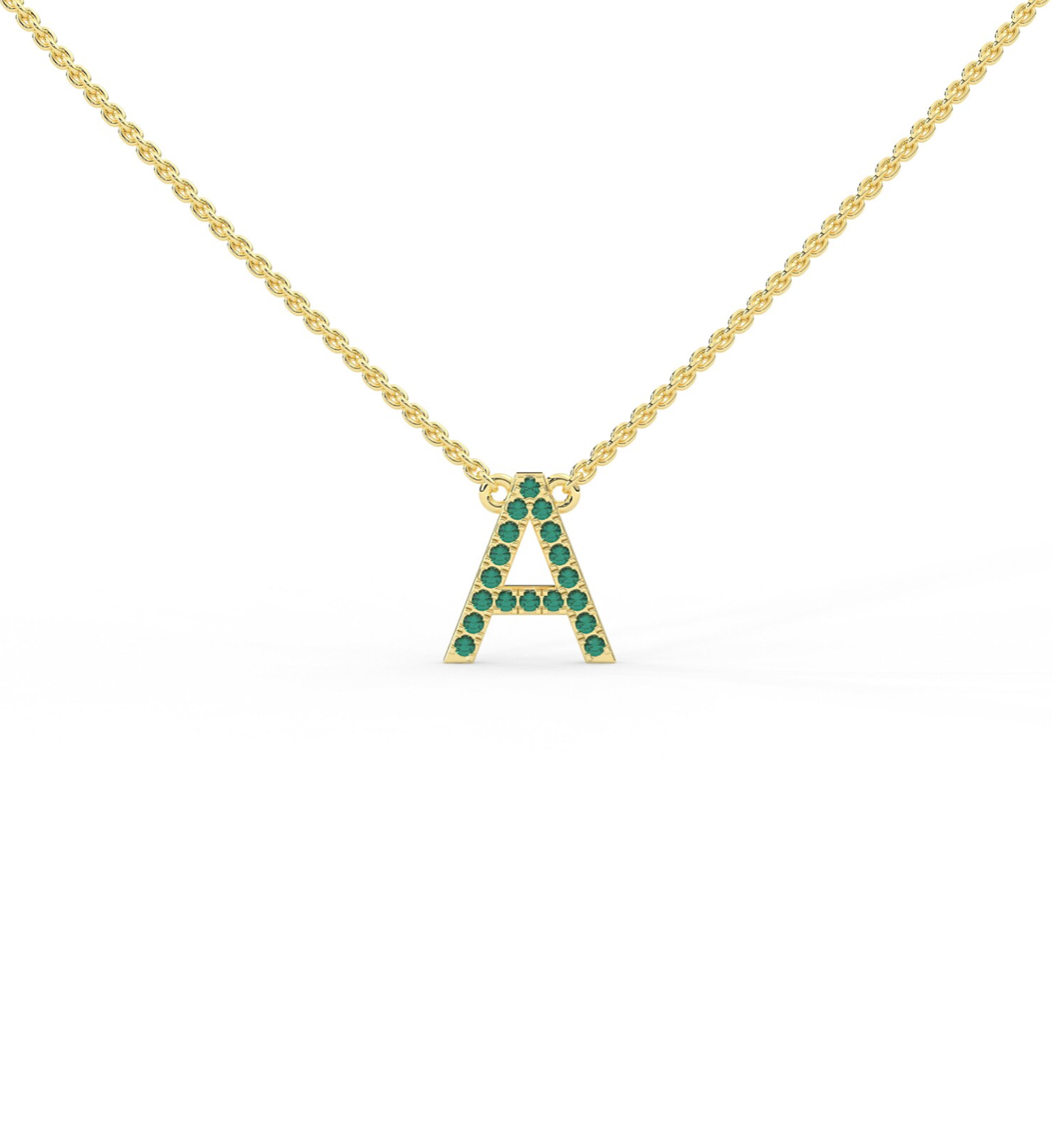 Emerald Initial Necklace