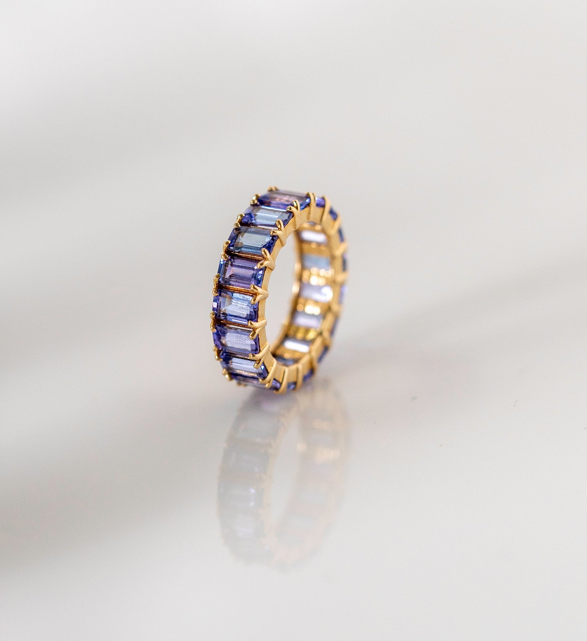 Tanzanite Eternity Ring Yellow Gold