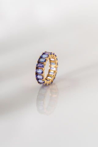 Tanzanite Eternity Ring Yellow Gold