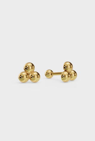 Trio Ball Studs White Gold Single