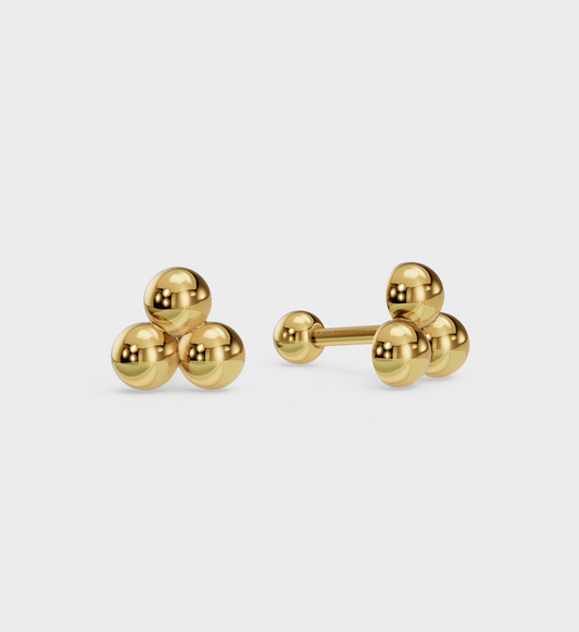 Trio Ball Studs White Gold Single