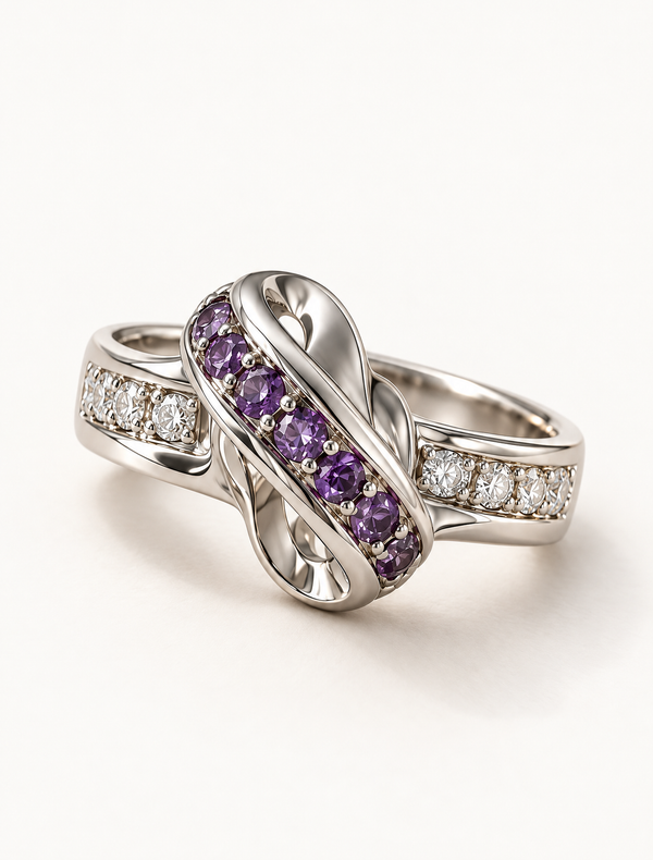 Amethyst Infinity Twist Ring