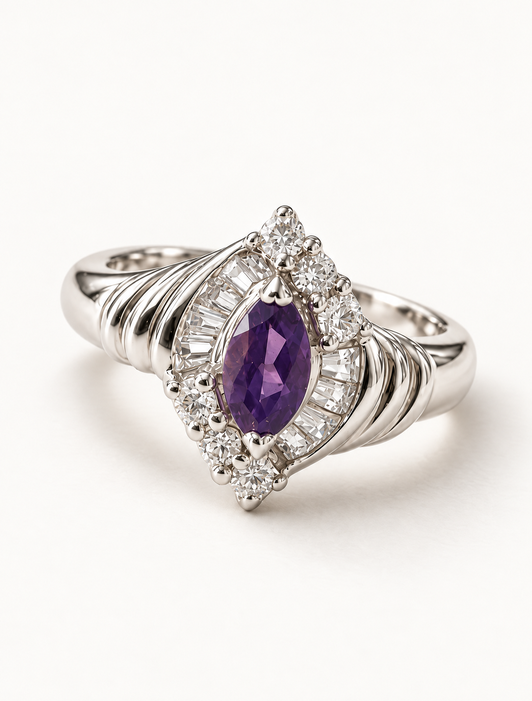 Amethyst Marquis Halo Ring