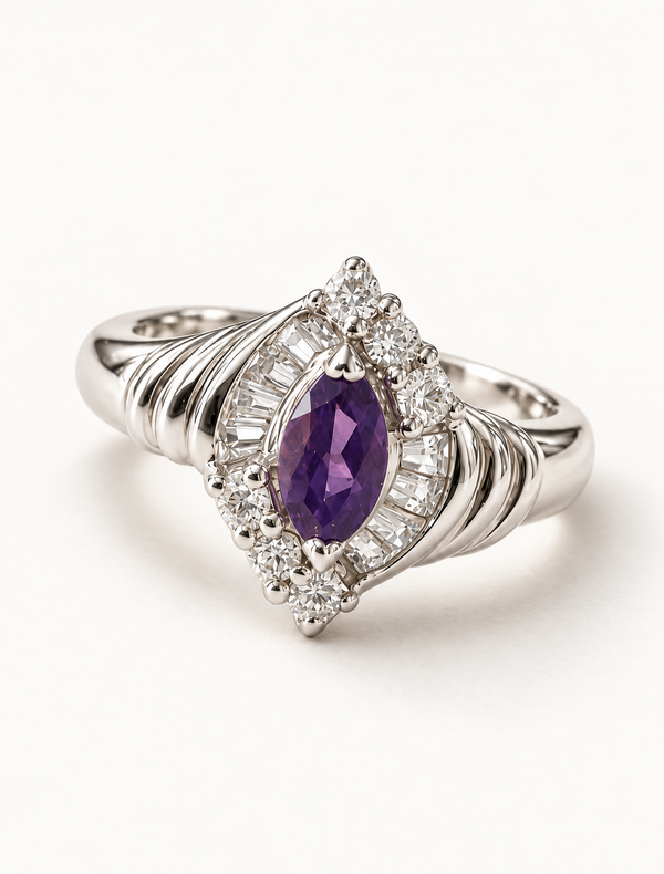 Amethyst Marquis Halo Ring