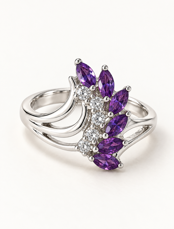 Amethyst Marquise Cluster Ring
