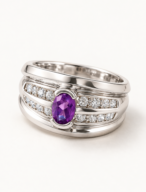 Amethyst Multi Band Statement Ring
