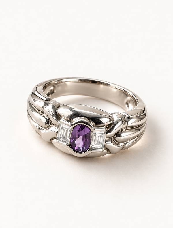 Amethyst Trinity Band Ring