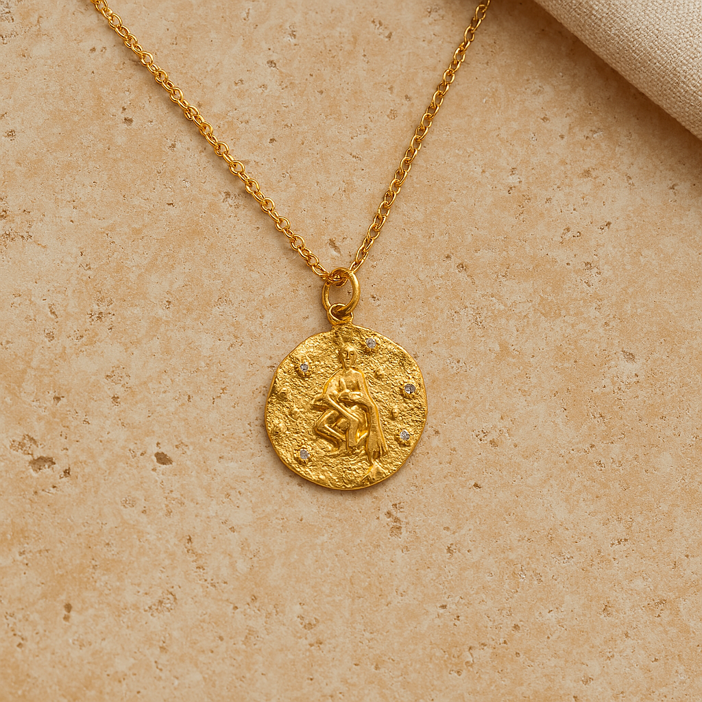Aquarius Zodiac Necklace-Necklaces-Gold Vermeil-Anushka Jain Jewellery