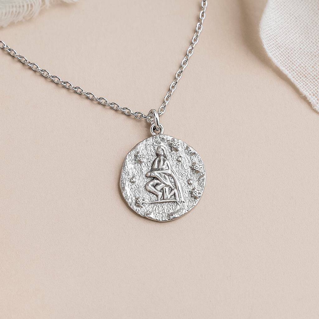 Aquarius Zodiac Necklace-Necklaces-Silver-Anushka Jain Jewellery