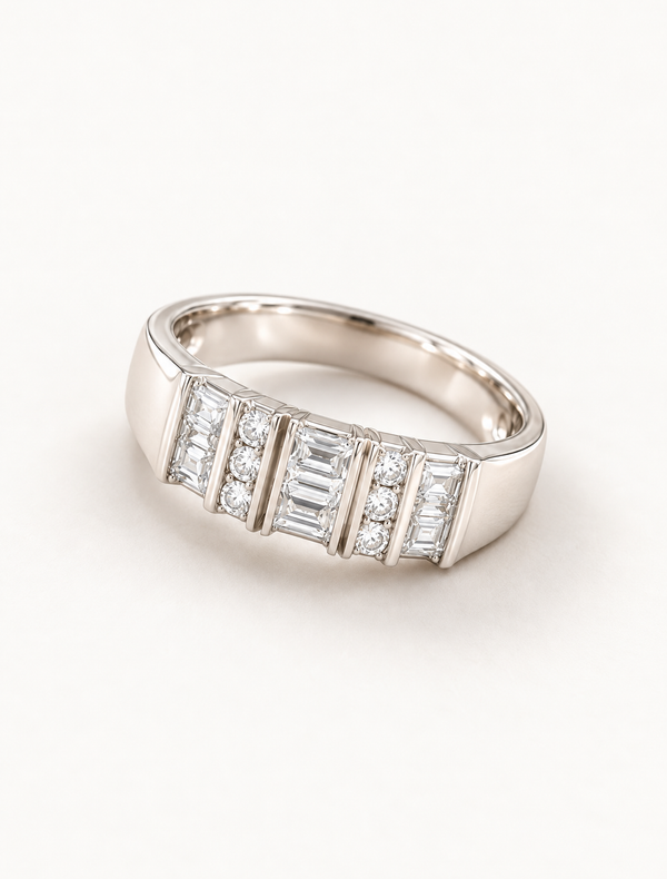 Aurelio Geometric CZ Band Ring