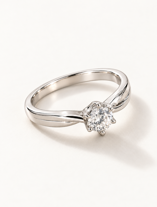 Aurielle Solitaire Ring In 925 Sterling Silver Minimal White CZ Engagement Style Ring For Women