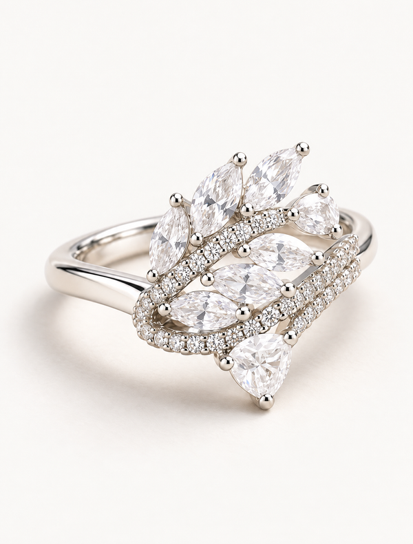 Aurora Leaf Cascade Ring