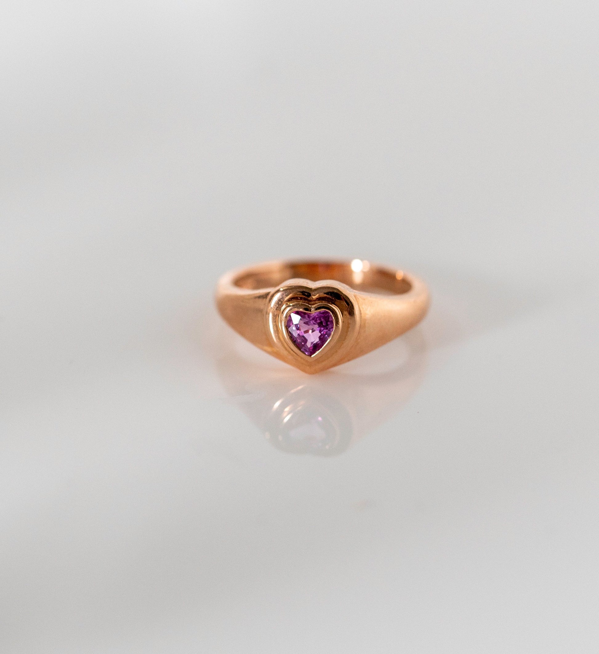 Pink Sapphire Heart Ring Yellow Gold